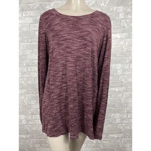 LOGO by Lori Goldstein Small Purple Long Sleeve Tunic Blouse